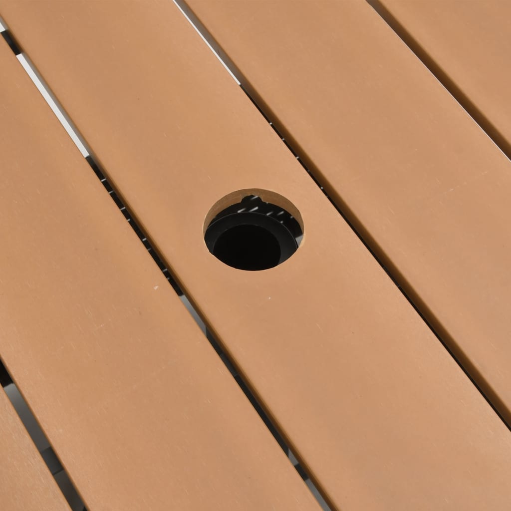 Garden Table With Parasol Hole 55X55X46.5 Cm Poly Rattan