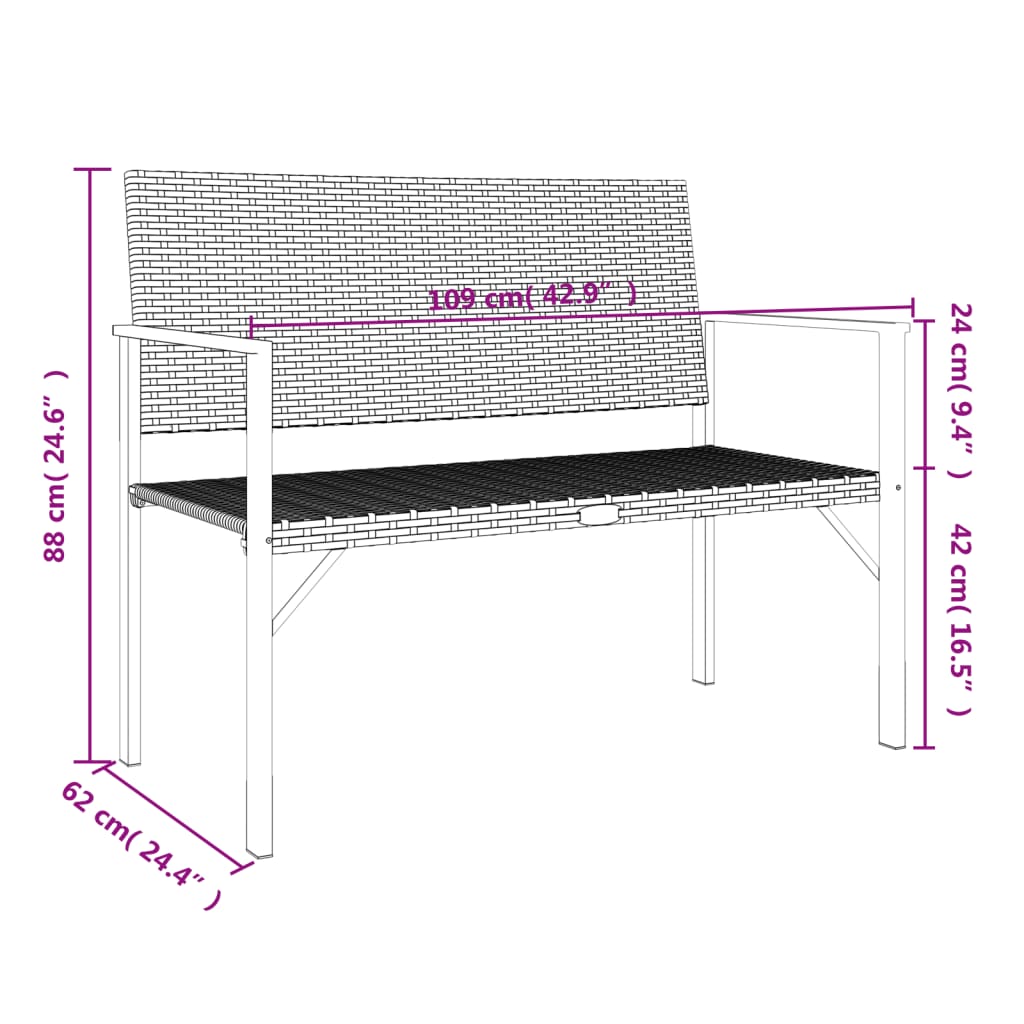 2-Seater Garden Bench Poly Rattan