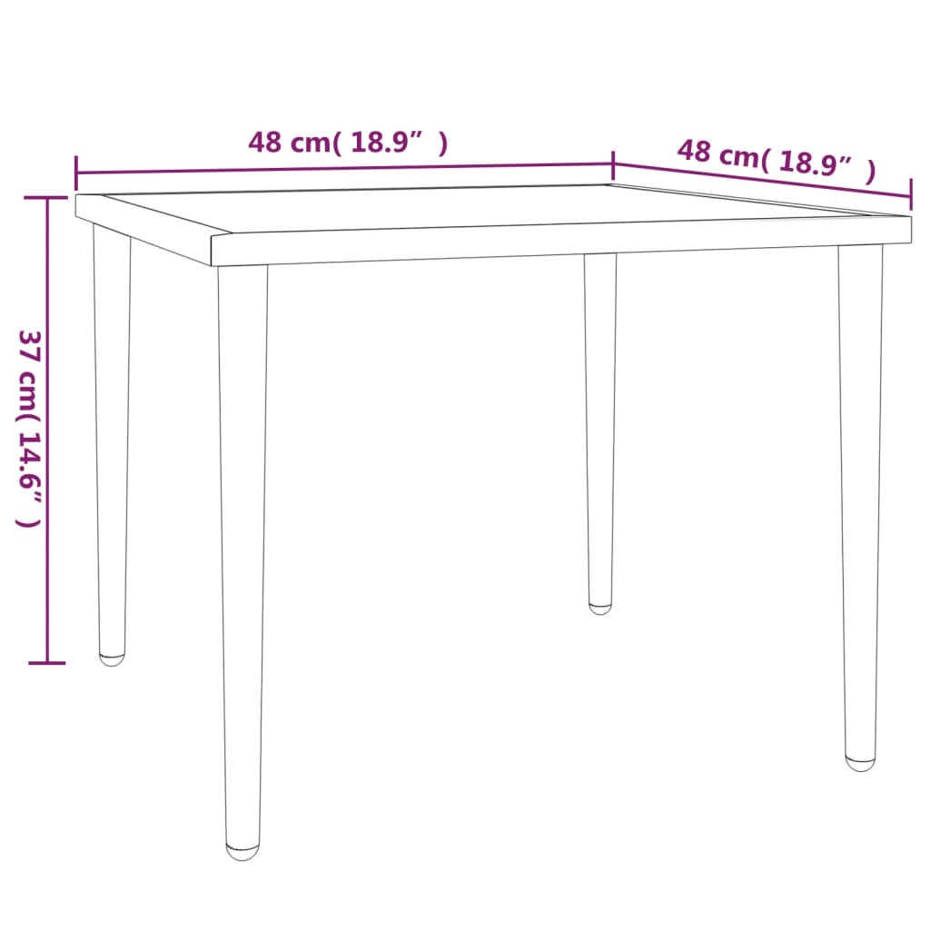 Outdoor Sofa Garden Table Grey 48X48X37 Cm Steel DPC Waterproof 48 cm