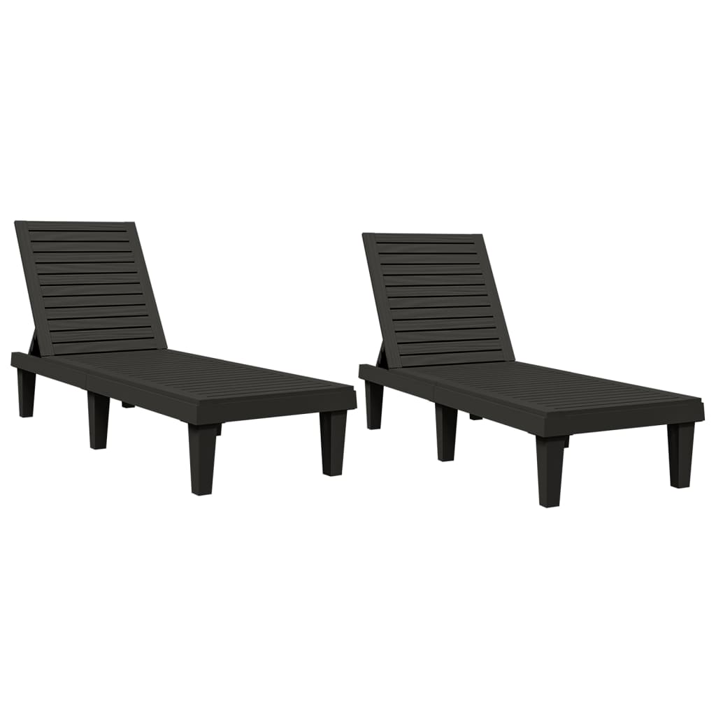 Sun Loungers 2 Pcs 155X58X83 Cm Polypropylene