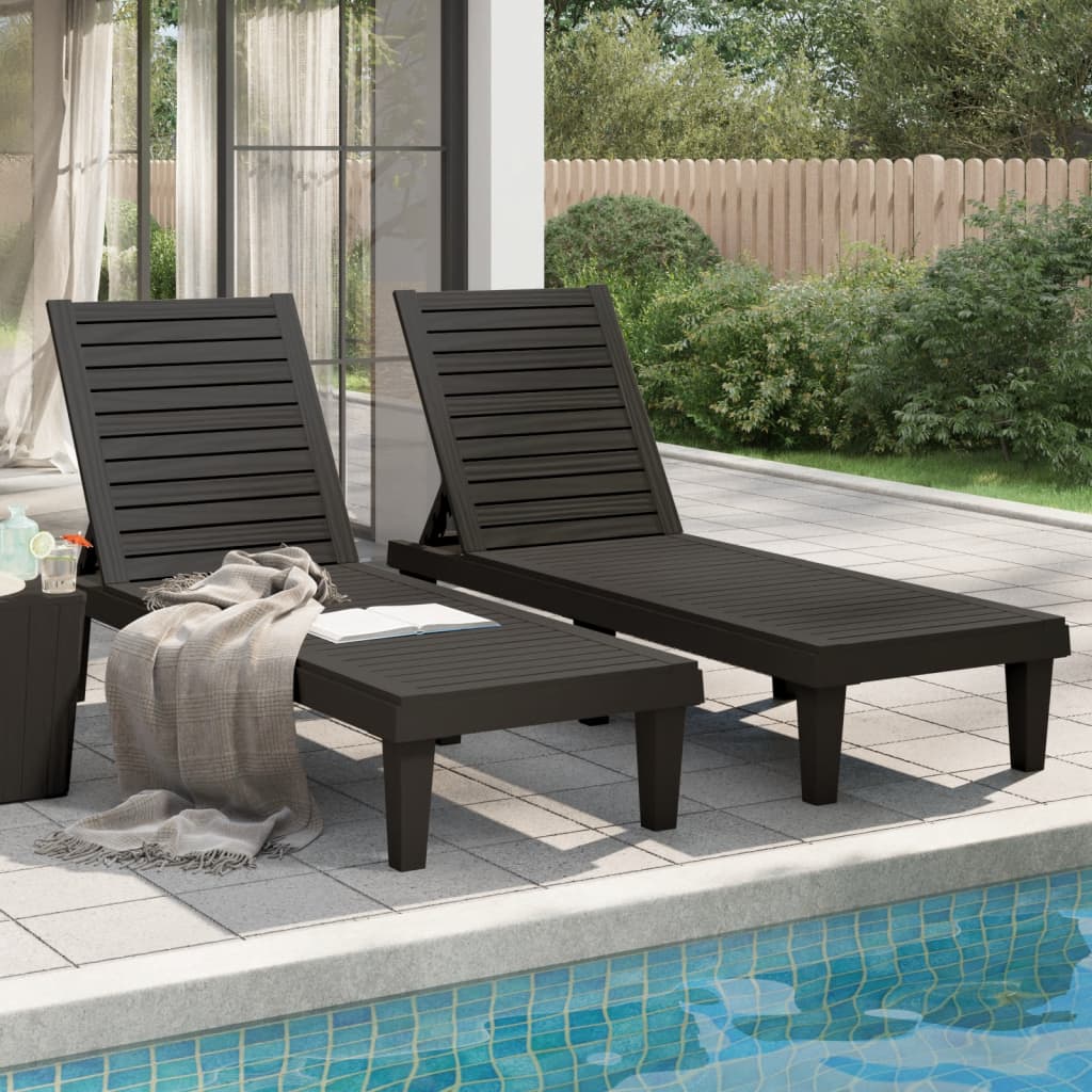 Sun Loungers 2 Pcs 155X58X83 Cm Polypropylene