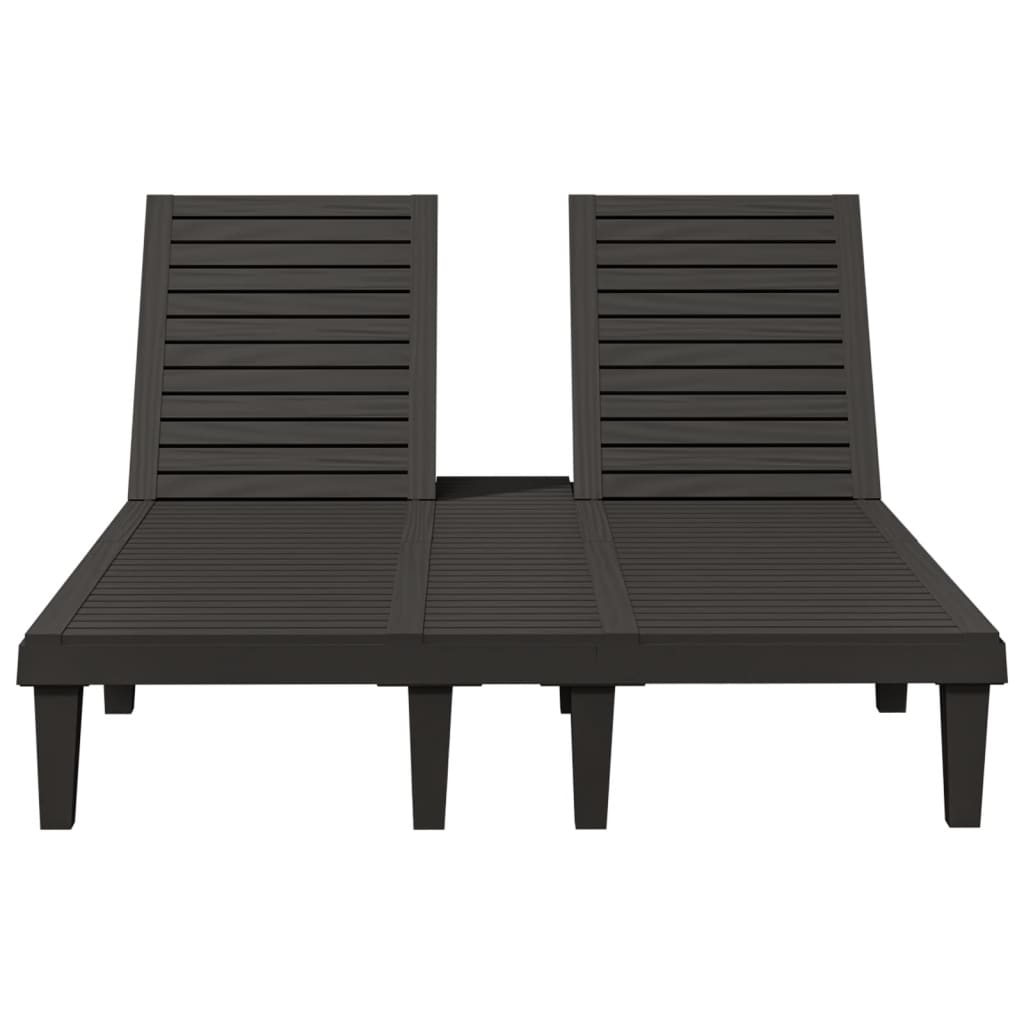 Sunloungers Double Sun Lounger Reclining Garden Patio Day Bed 2 Person Black PP