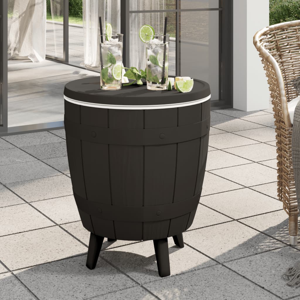 Outdoor Table 3-In-1 Ice Cooler Polypropylene Black Light Brown Waterproof Black