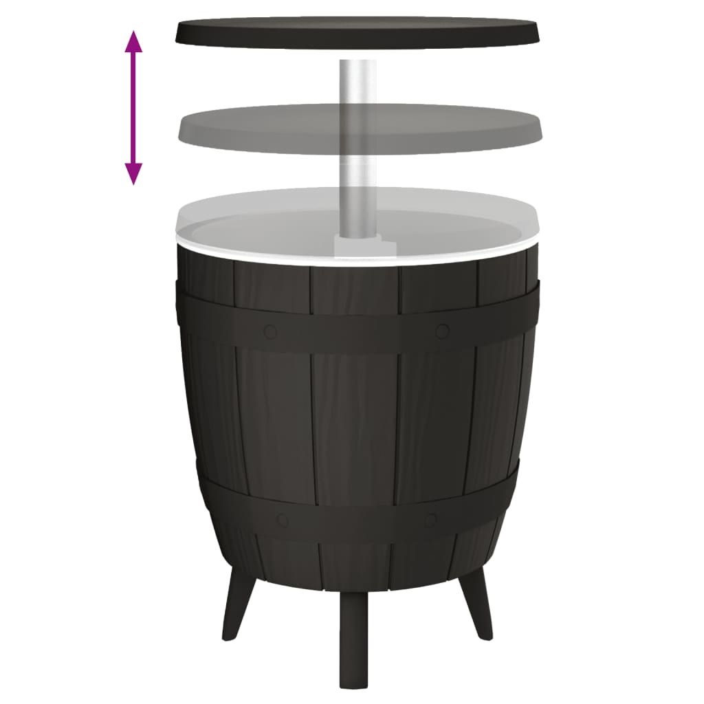 Outdoor Table 3-In-1 Ice Cooler Polypropylene Black Light Brown Waterproof Black