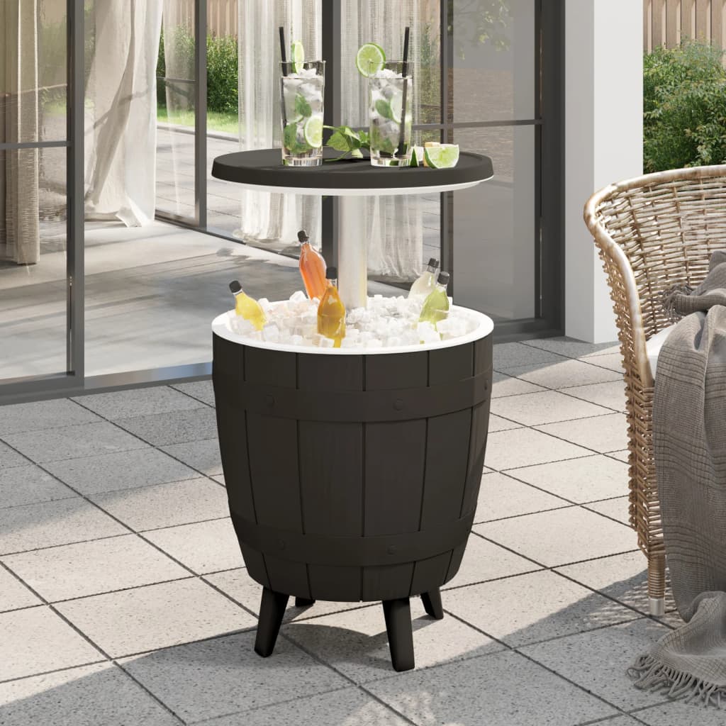 Outdoor Table 3-In-1 Ice Cooler Polypropylene Black Light Brown Waterproof Black