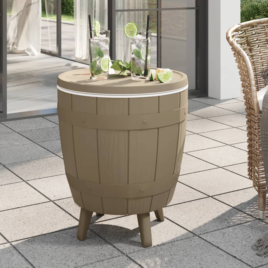 Outdoor Table 3-In-1 Ice Cooler Polypropylene Black Light Brown Waterproof Black