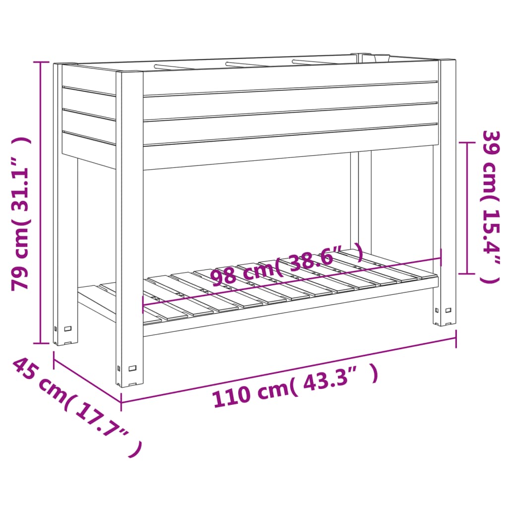 Garden Raised Bed 110X45X79 Cm Polypropylene