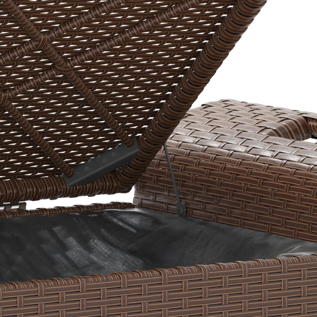 Garden Bench With Cushion Brown 116X46X57 Cm Poly Rattan
