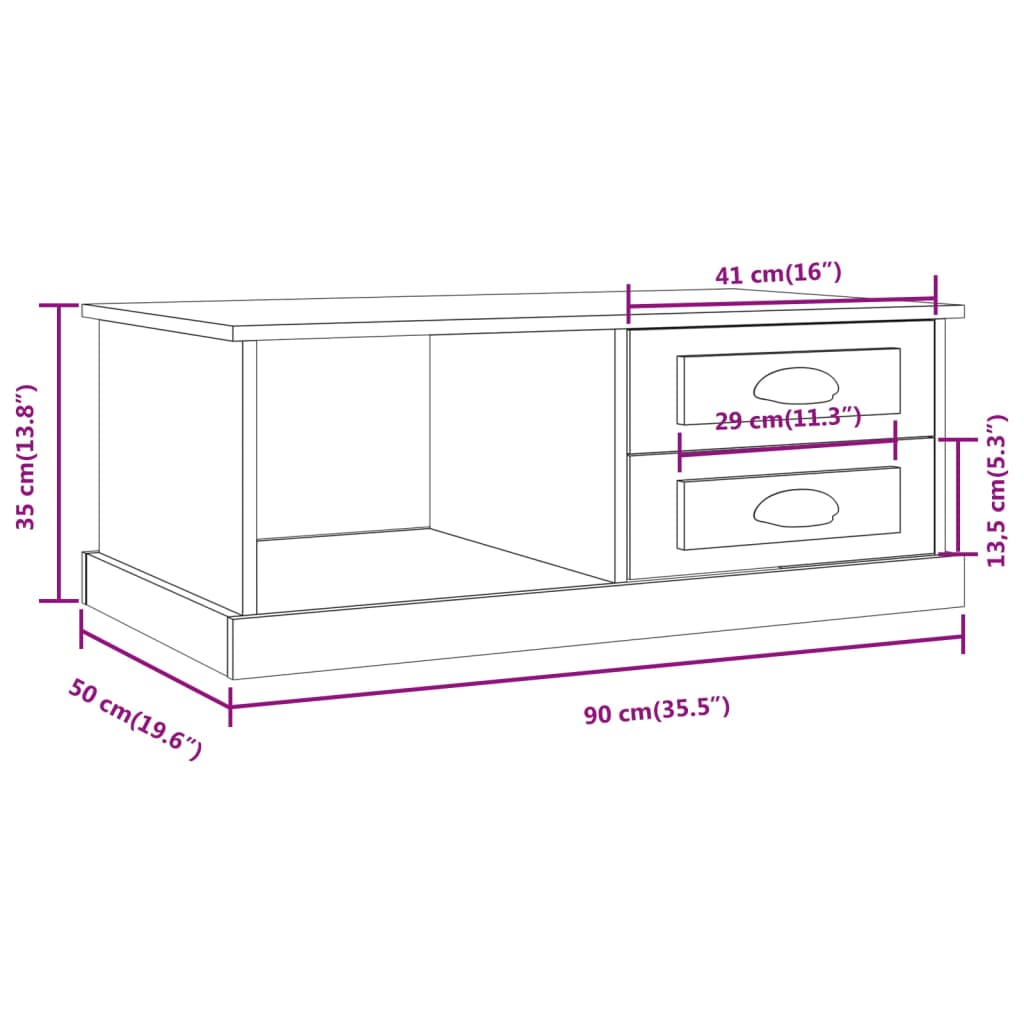 Coffee Table 90X50X35 Cm Engineered Wood