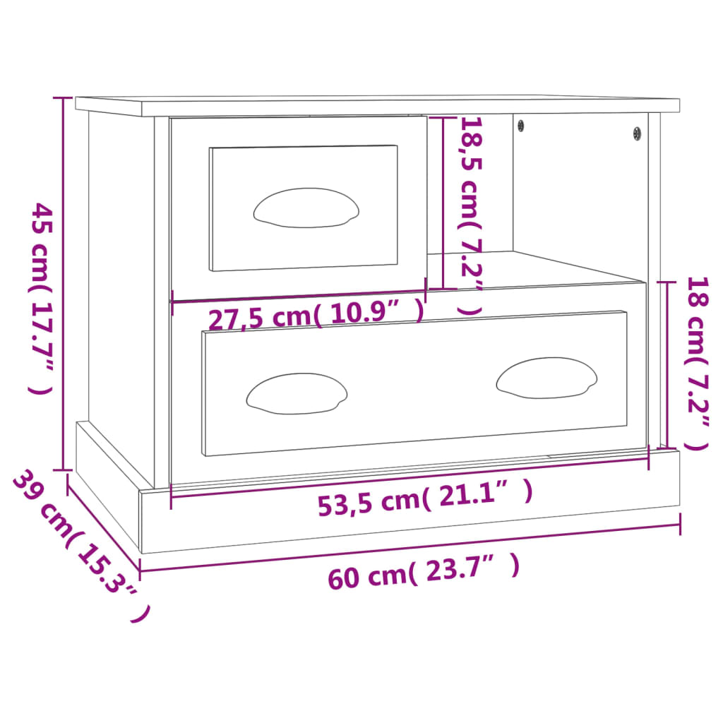 Bedside Cabinet 60X39X45 Cm