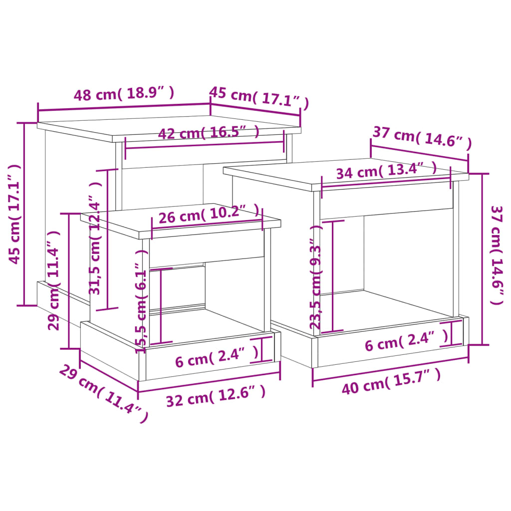 Coffee Tables 3 Pcs Engineered Wood