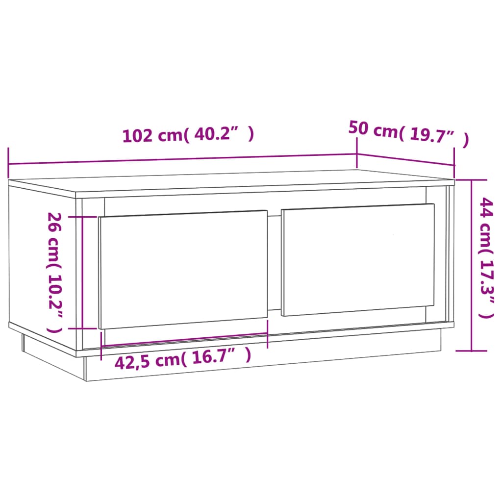 Coffee Table 102X50X44 Cm Engineered Wood