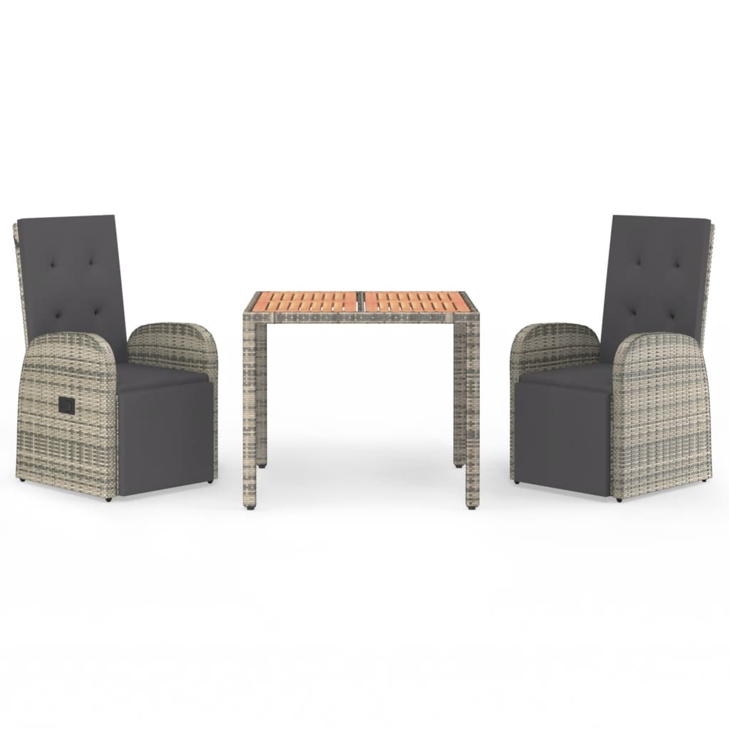 Outdoor Furniture Set 5 Piece Garden Dining Grey Poly Rattan&Solid Wood Acacia 9