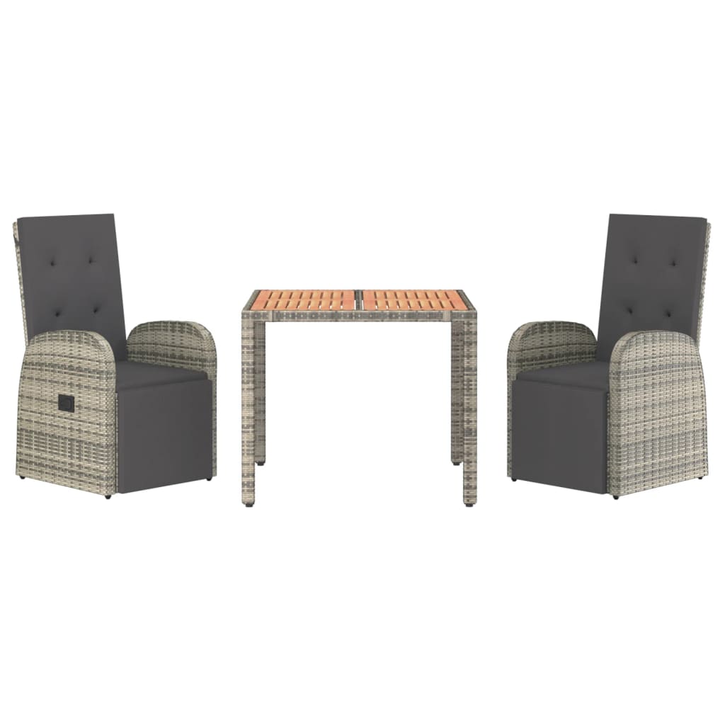 Outdoor Furniture Set 5 Piece Garden Dining Grey Poly Rattan&Solid Wood Acacia 9