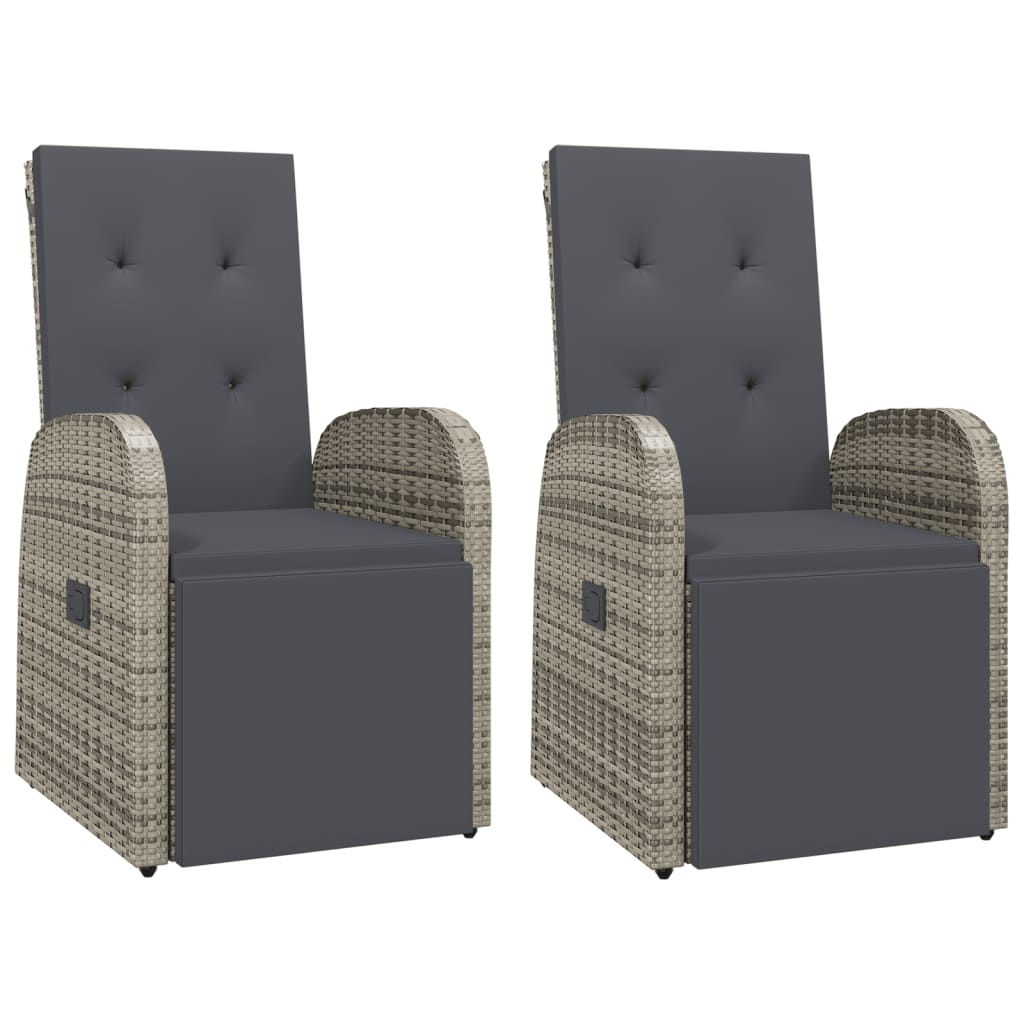 Outdoor Furniture Set 5 Piece Garden Dining Grey Poly Rattan&Solid Wood Acacia 9