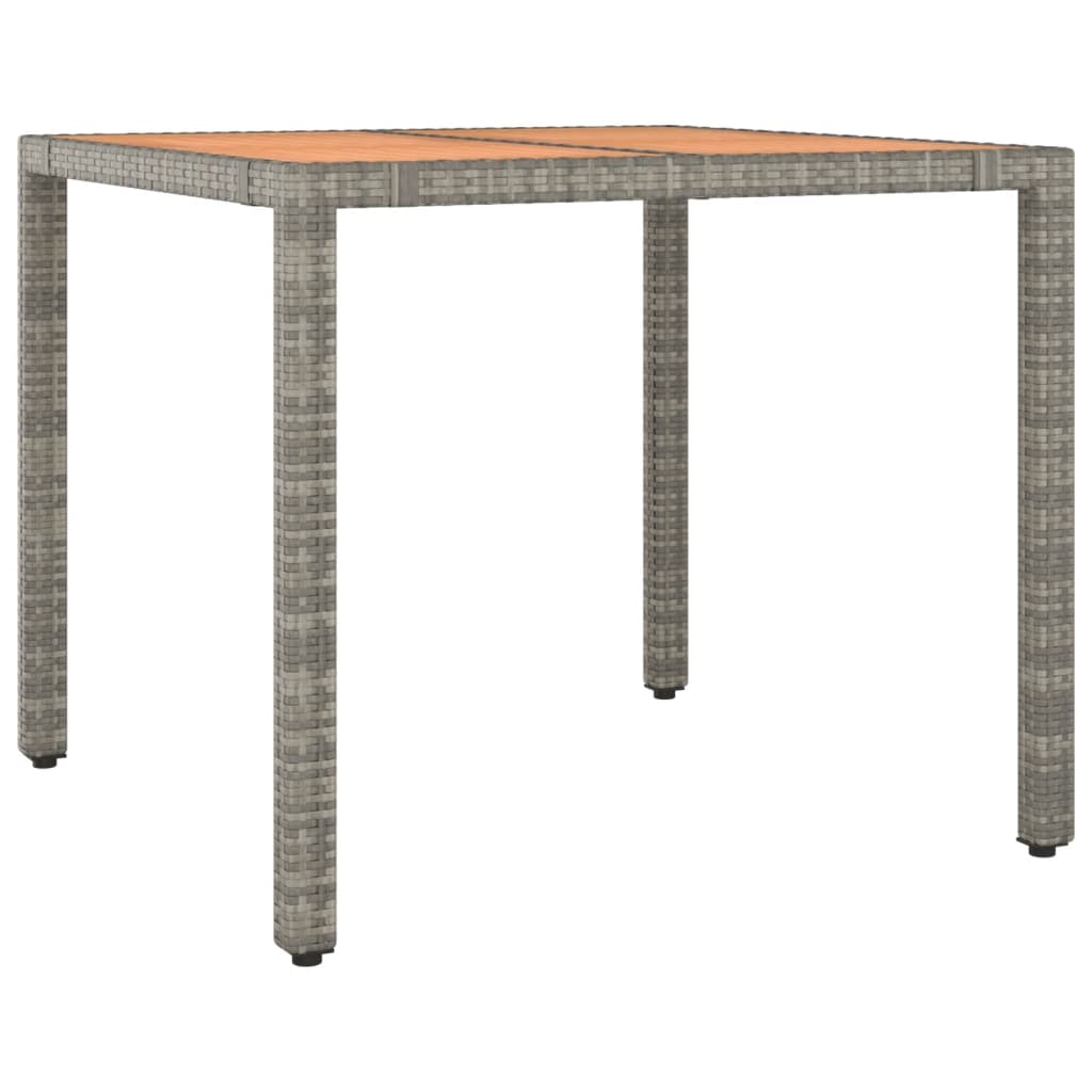 Outdoor Furniture Set 5 Piece Garden Dining Grey Poly Rattan&Solid Wood Acacia 9