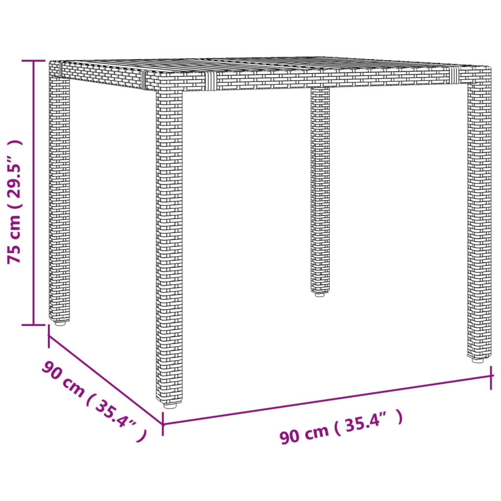 Outdoor Furniture Set 5 Piece Garden Dining Grey Poly Rattan&Solid Wood Acacia 9