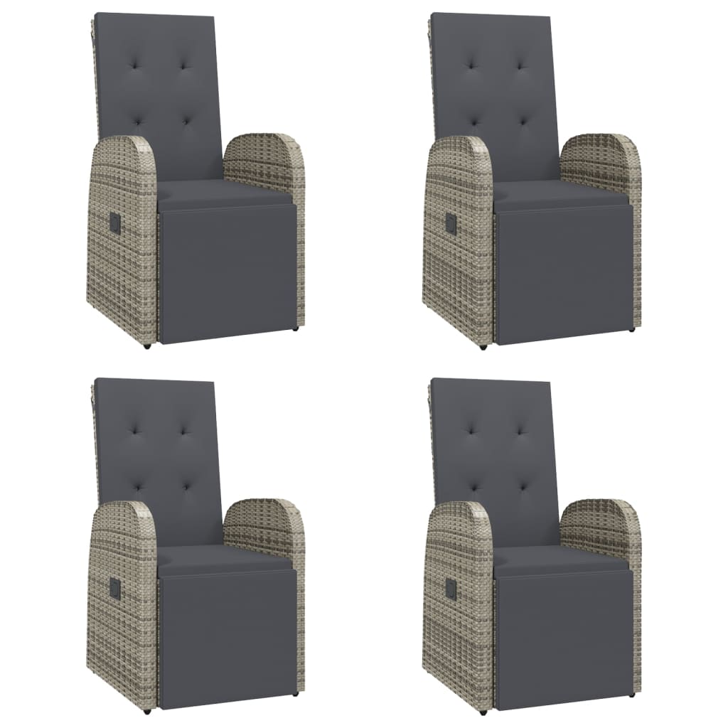 Outdoor Furniture Set 5 Piece Garden Dining Grey Poly Rattan&Solid Wood Acacia 9