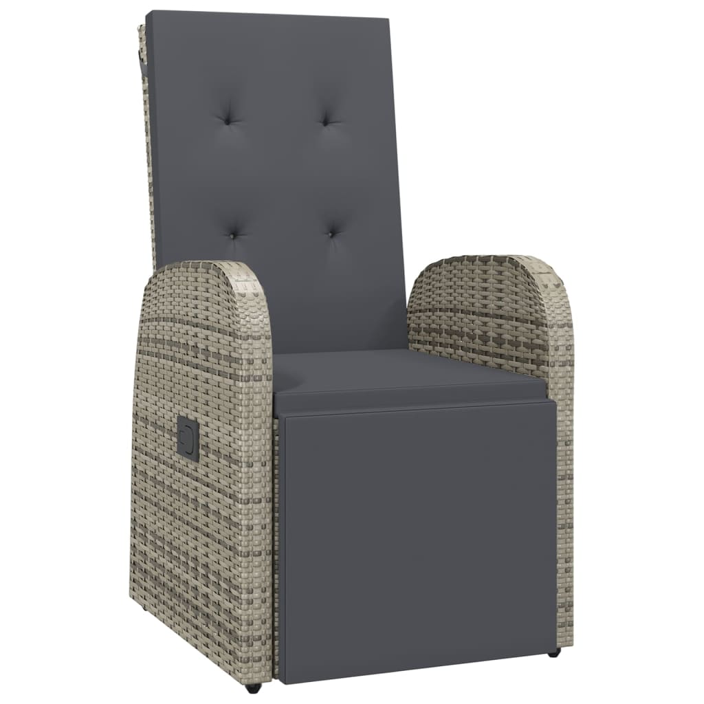 Outdoor Furniture Set 5 Piece Garden Dining Grey Poly Rattan&Solid Wood Acacia 9