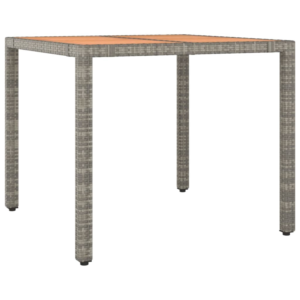 Outdoor Furniture Set 5 Piece Garden Dining Grey Poly Rattan&Solid Wood Acacia 9