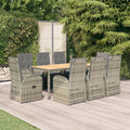 5 Piece Garden Dining Set Grey Poly Rattan&Solid Wood Acacia