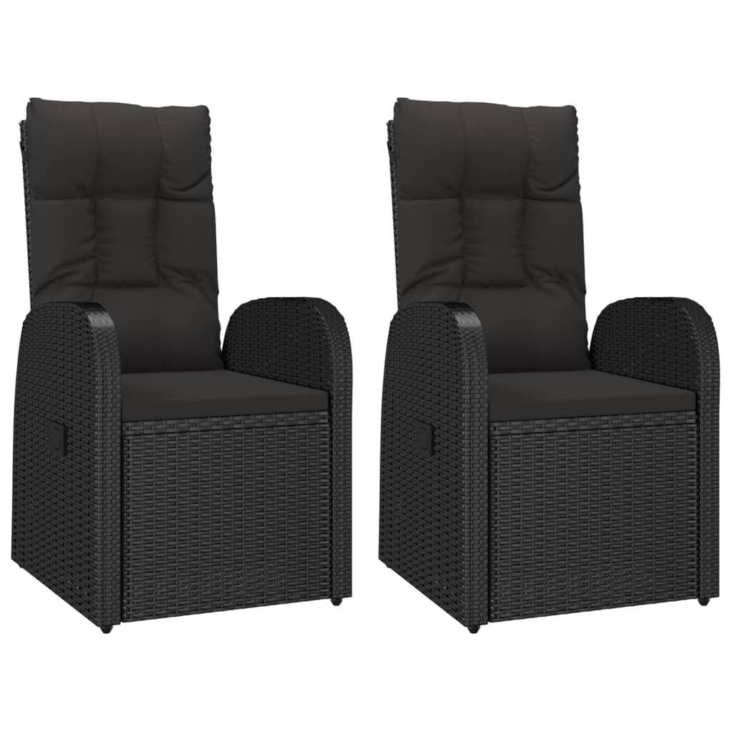Outdoor Furniture Set 5 Piece Garden Dining Black Poly Rattan&Solid Wood Acacia