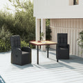 Outdoor Furniture Set 5 Piece Garden Dining Black Poly Rattan&Solid Wood Acacia