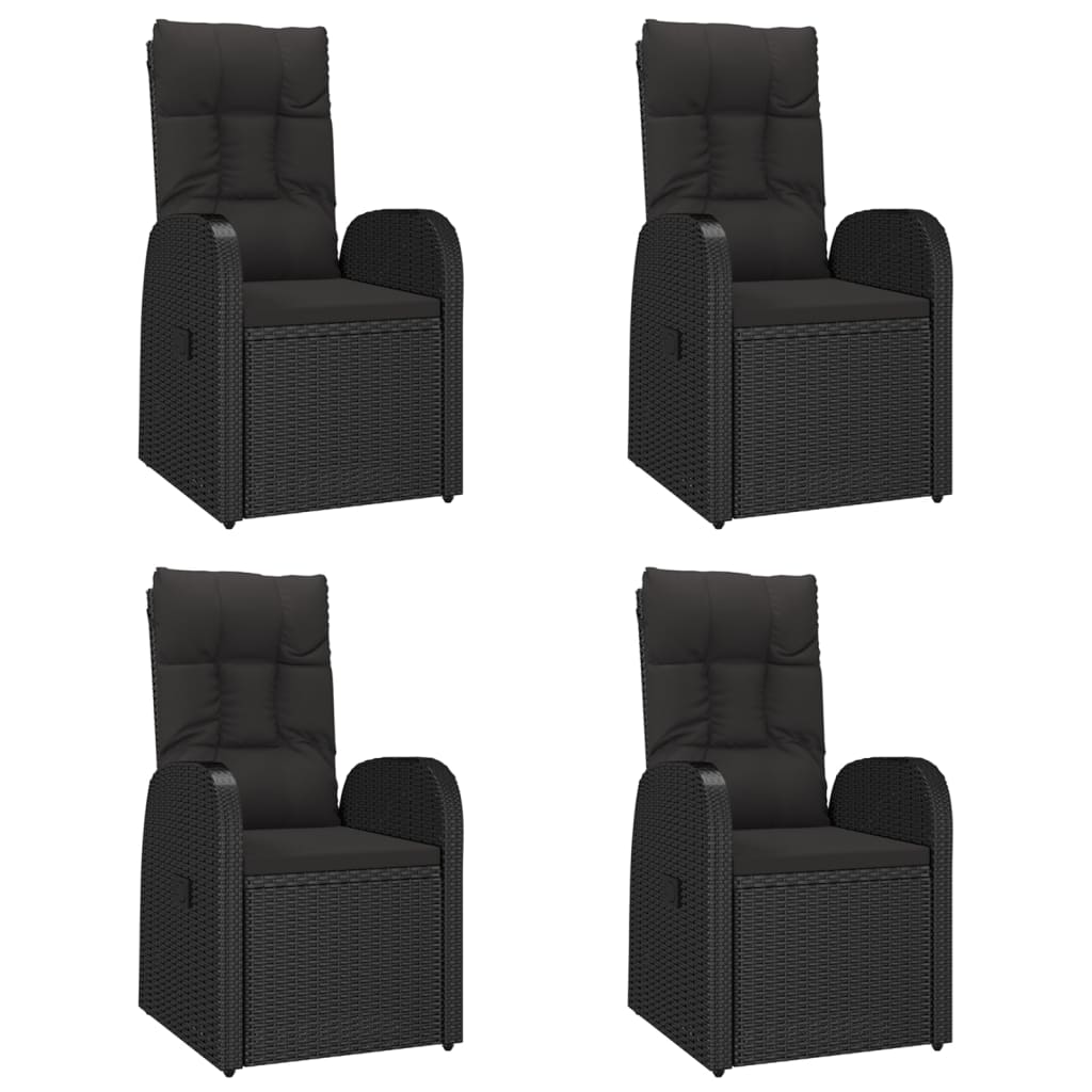 Outdoor Furniture Set 5 Piece Garden Dining Black Poly Rattan&Solid Wood Acacia