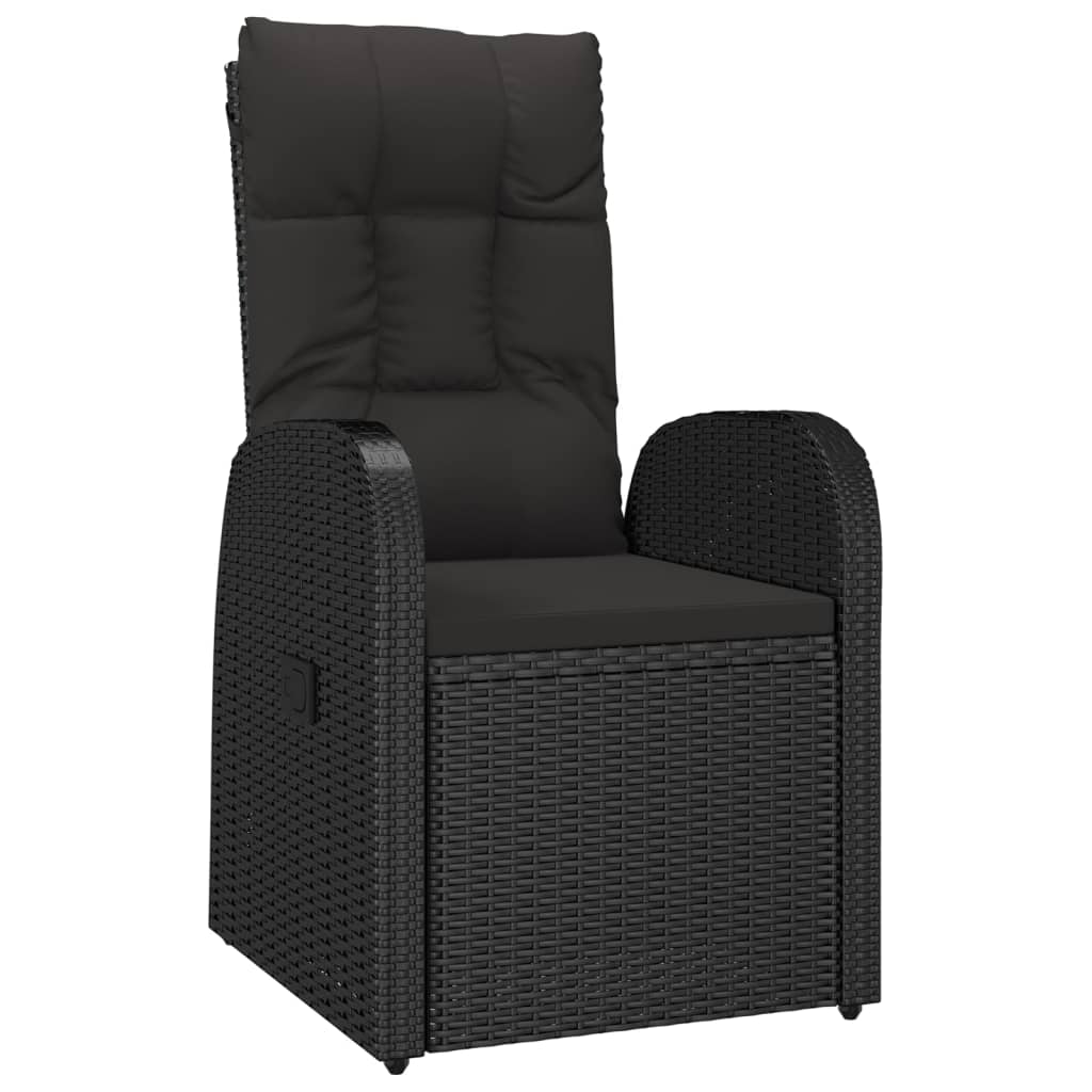 Outdoor Furniture Set 5 Piece Garden Dining Black Poly Rattan&Solid Wood Acacia