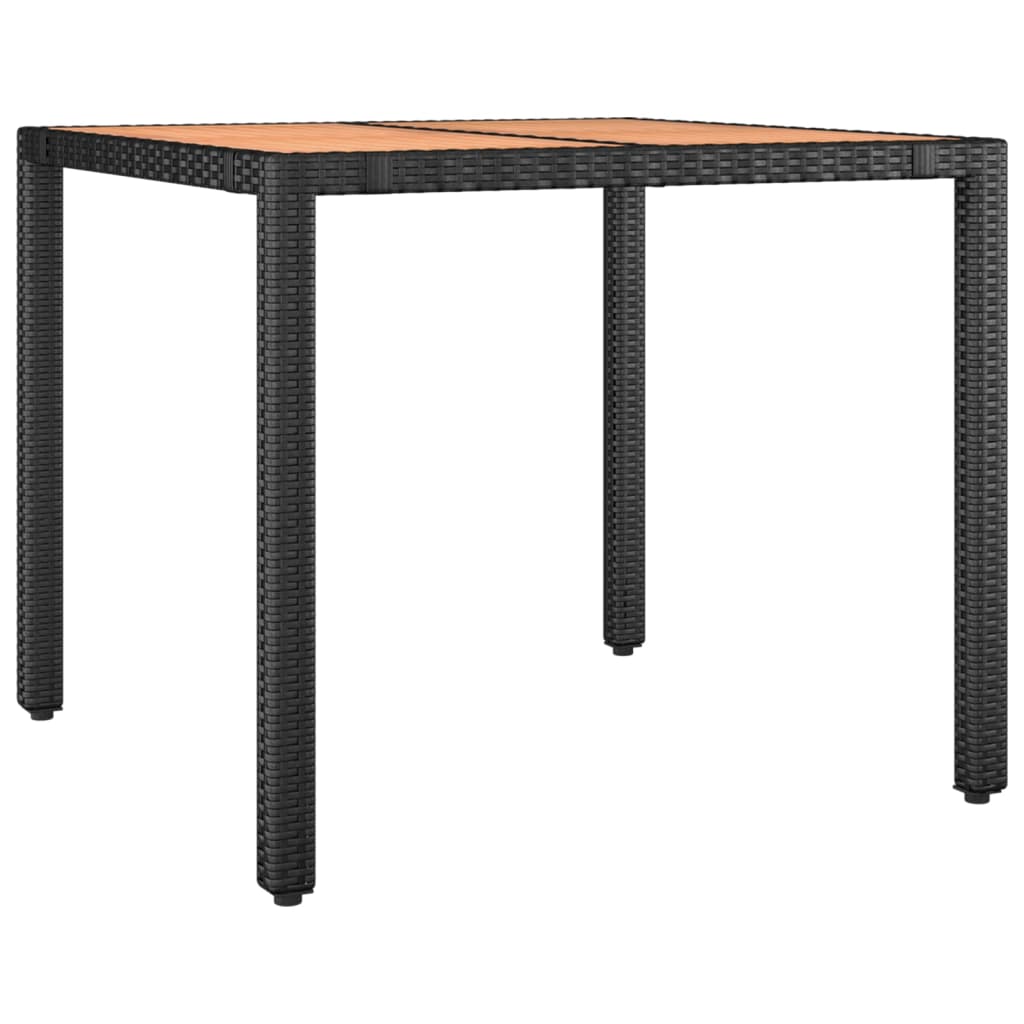 Outdoor Furniture Set 5 Piece Garden Dining Black Poly Rattan&Solid Wood Acacia
