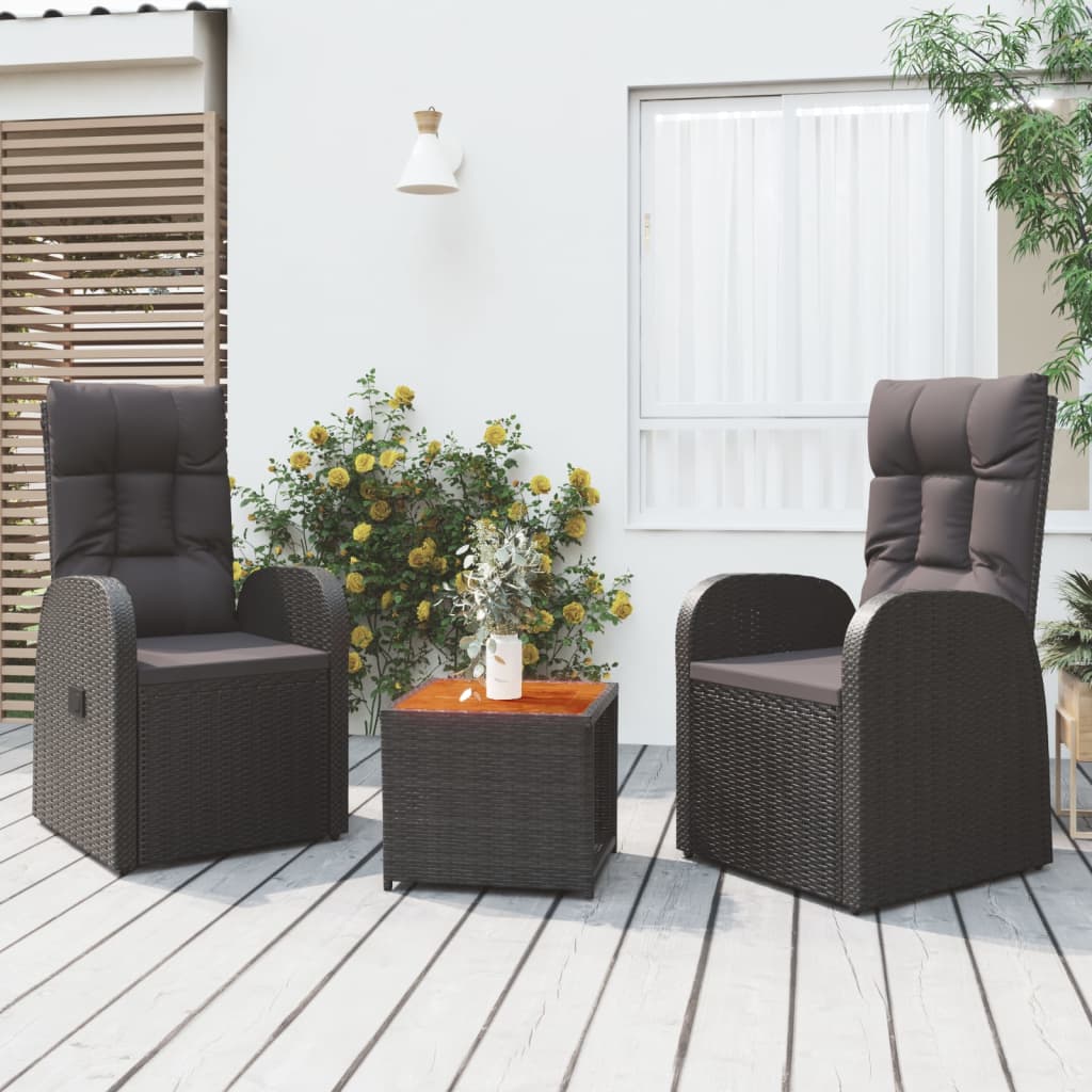 3 Piece Garden Lounge Set Poly Rattan&