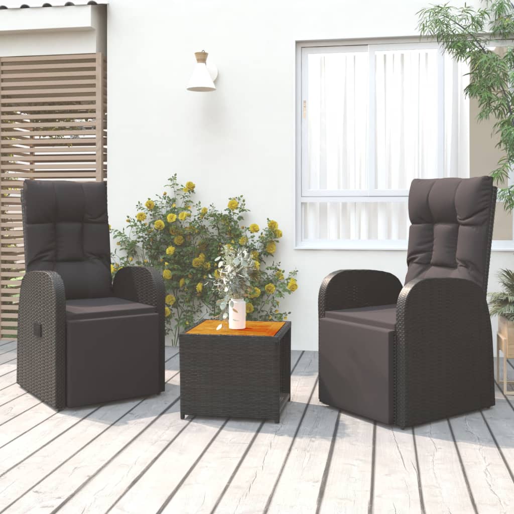 3 Piece Garden Lounge Set Poly Rattan&