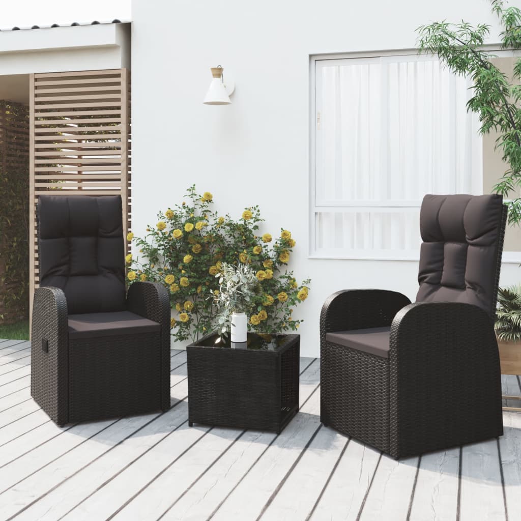 3 Piece Garden Lounge Set Poly Rattan&