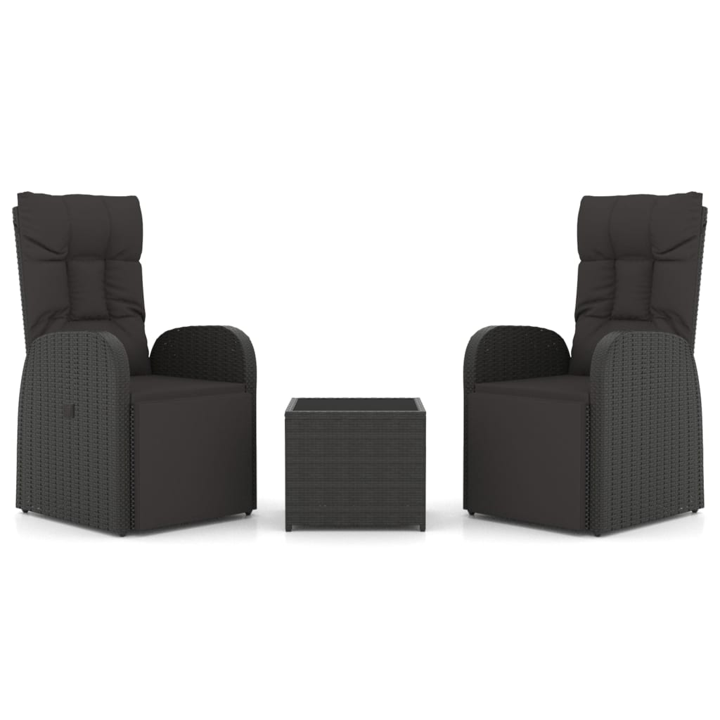 3 Piece Garden Lounge Set Poly Rattan&
