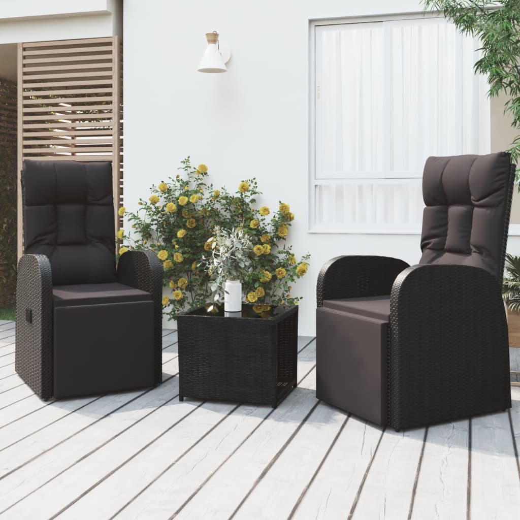 3 Piece Garden Lounge Set Poly Rattan&