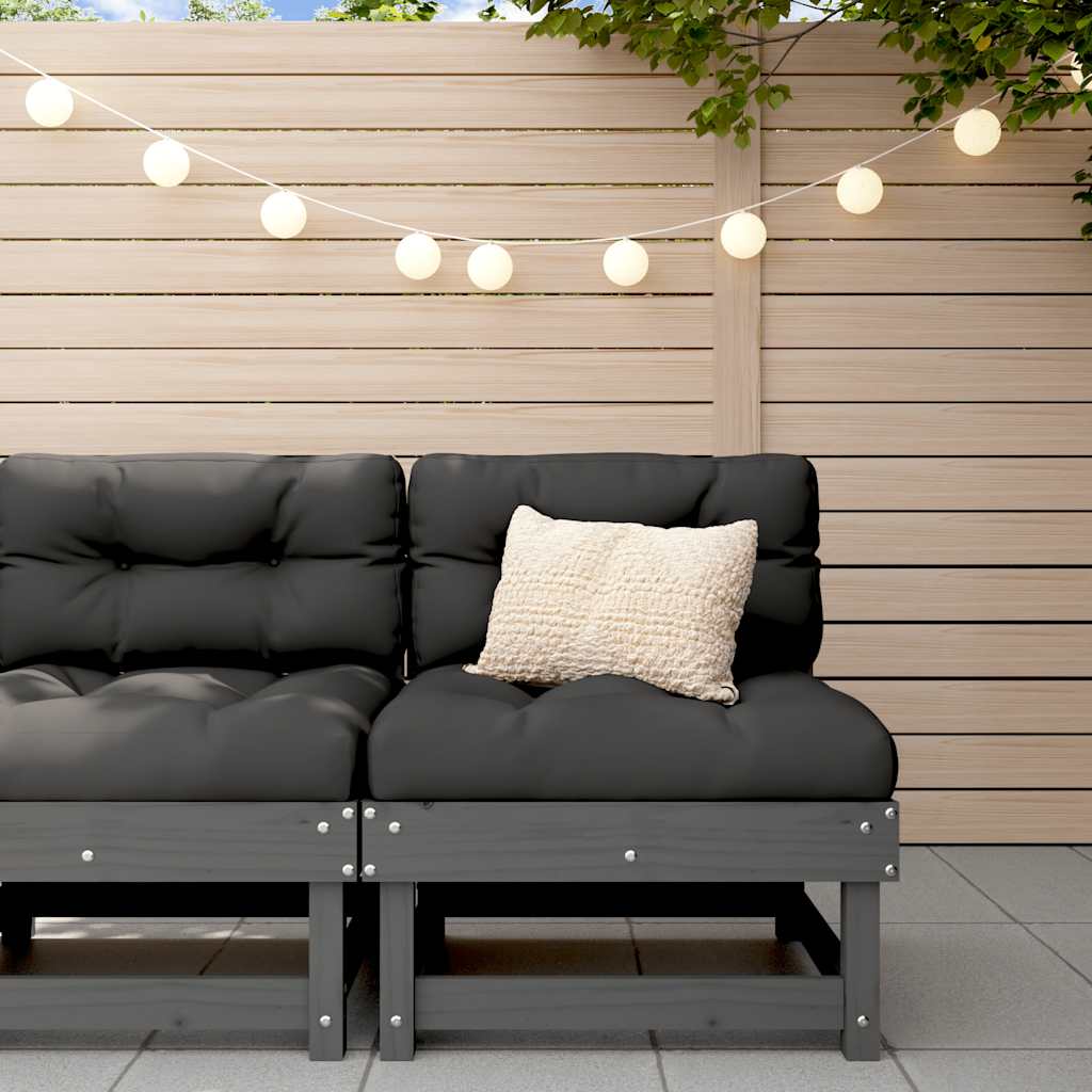 Corner Sofas With Cushions 2 Pcs Grey Solid Wood Pine