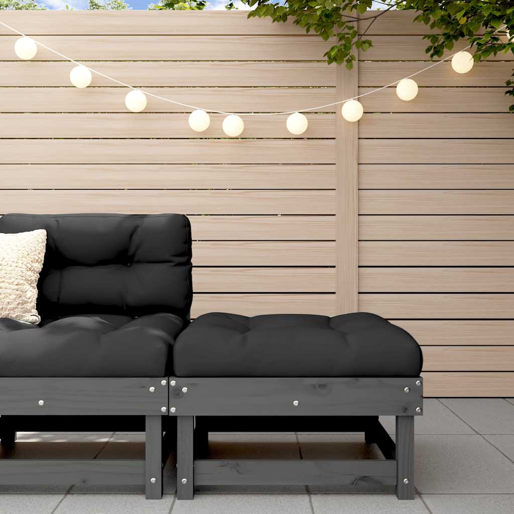 Corner Sofas With Cushions 2 Pcs Grey Solid Wood Pine