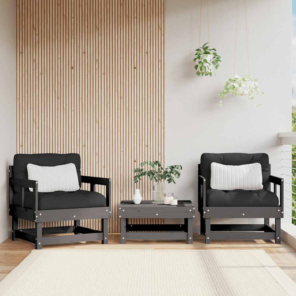 Corner Sofas With Cushions 2 Pcs Grey Solid Wood Pine