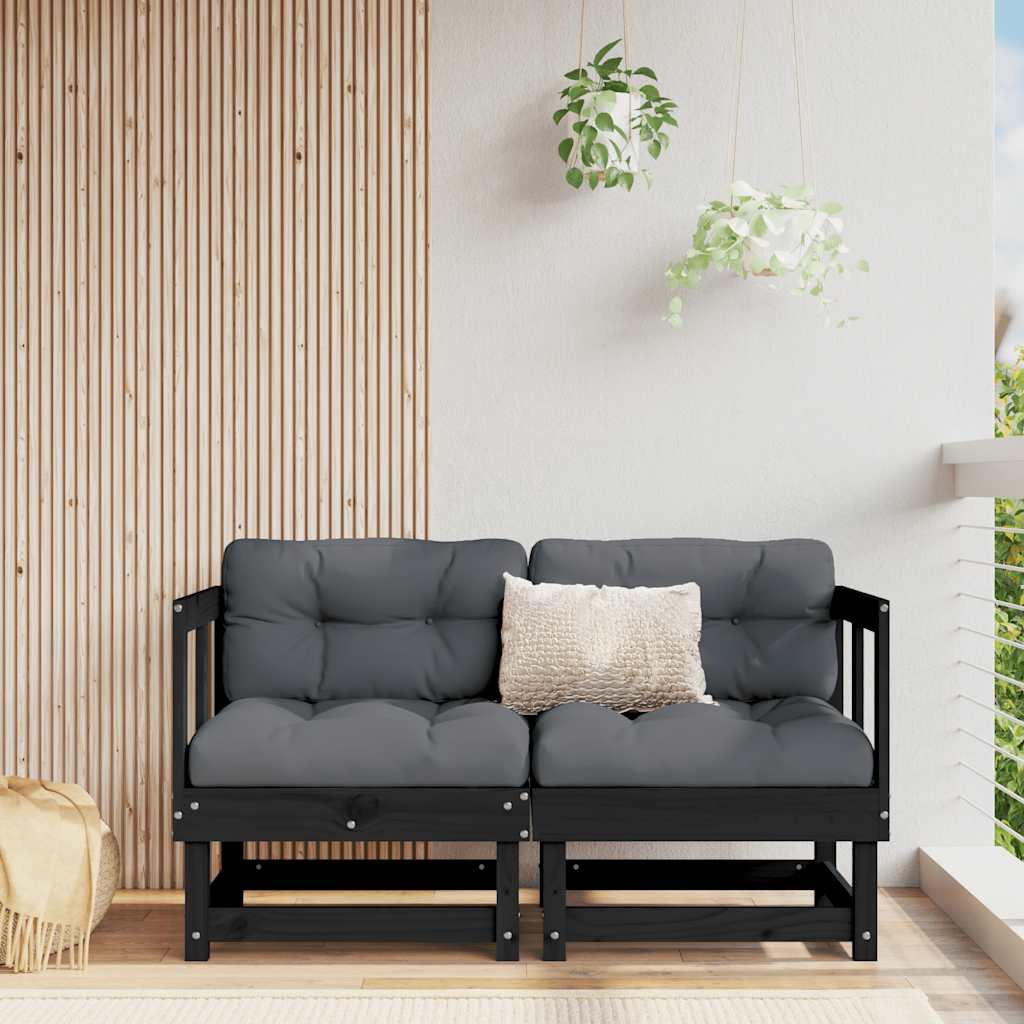 Corner Sofas With Cushions 2 Pcs Grey Solid Wood Pine