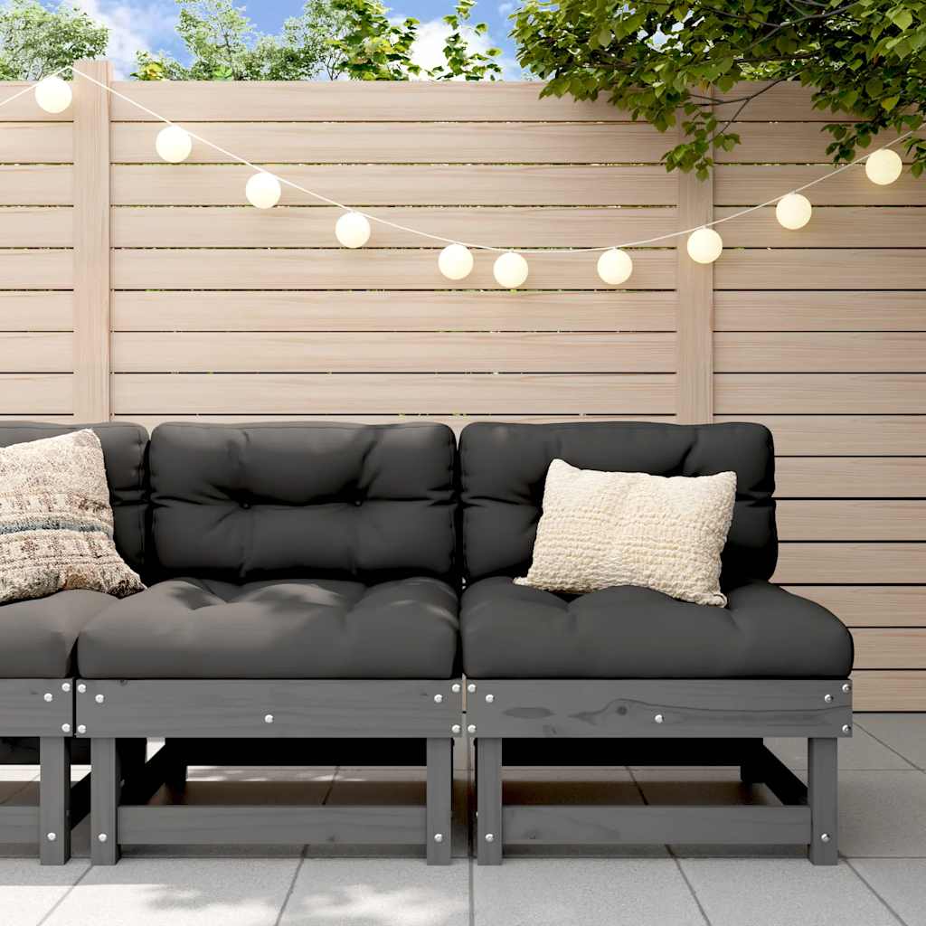 Corner Sofas With Cushions 2 Pcs Grey Solid Wood Pine