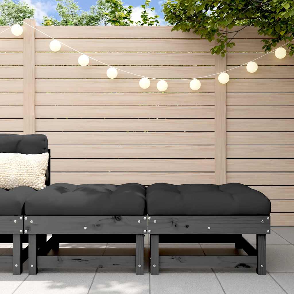 Corner Sofas With Cushions 2 Pcs Grey Solid Wood Pine