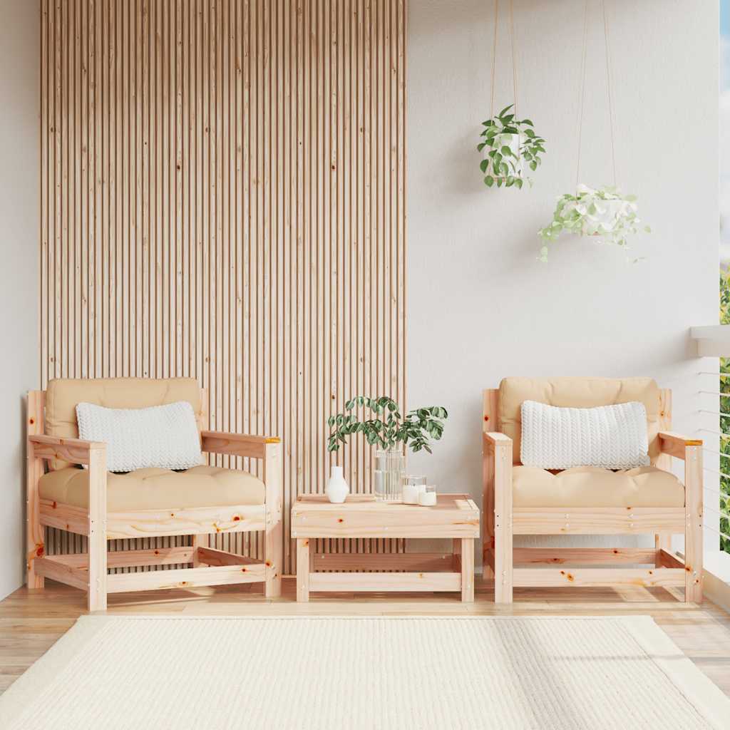 Garden Footstools With Cushions 2Pcs Honey Brown Solid Wood Pine