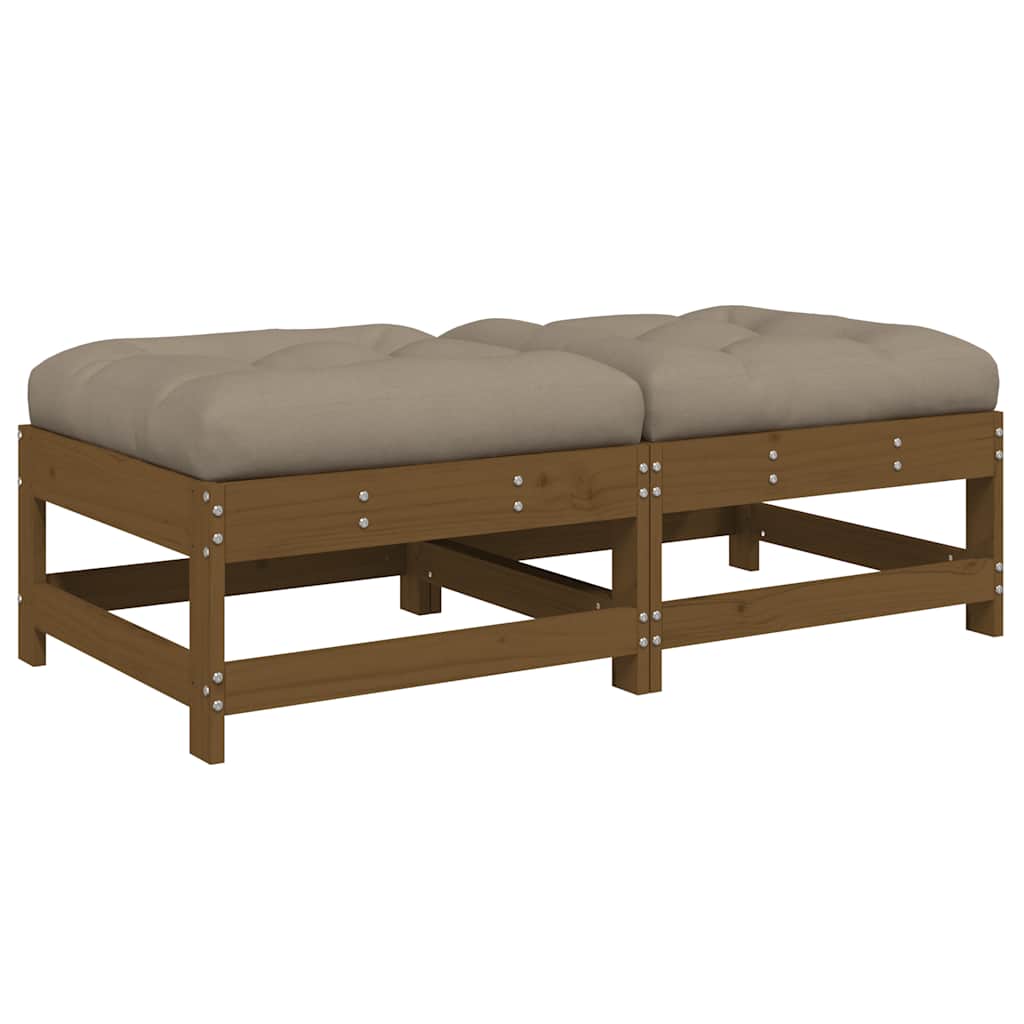 Garden Footstools With Cushions 2Pcs Honey Brown Solid Wood Pine