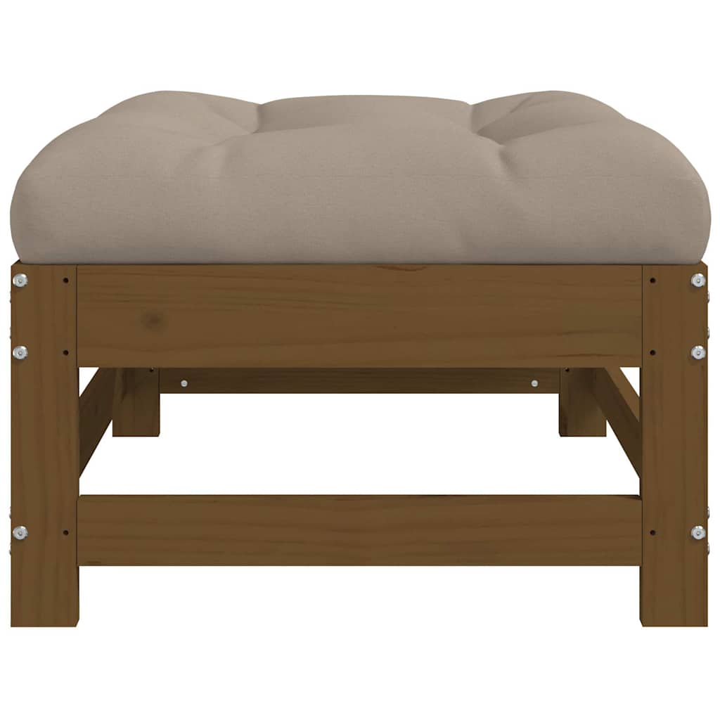 Garden Footstools With Cushions 2Pcs Honey Brown Solid Wood Pine