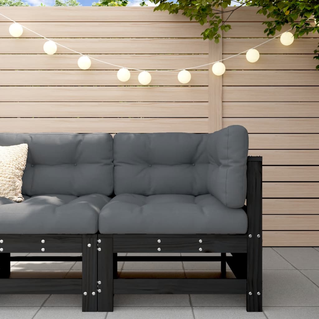 Corner Sofas With Cushions 2 Pcs Grey Solid Wood Pine