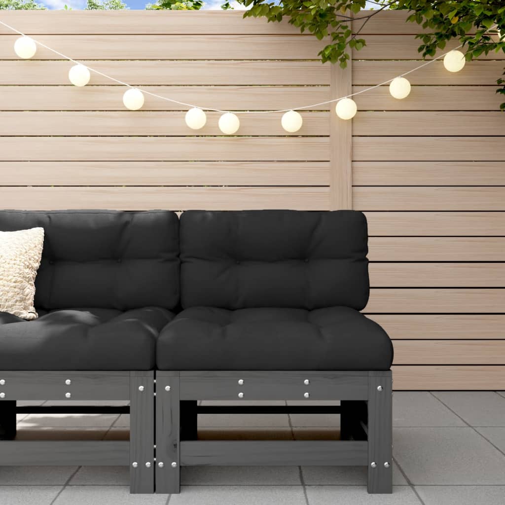 Corner Sofas With Cushions 2 Pcs Grey Solid Wood Pine