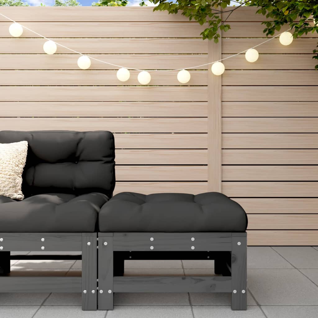 Corner Sofas With Cushions 2 Pcs Grey Solid Wood Pine