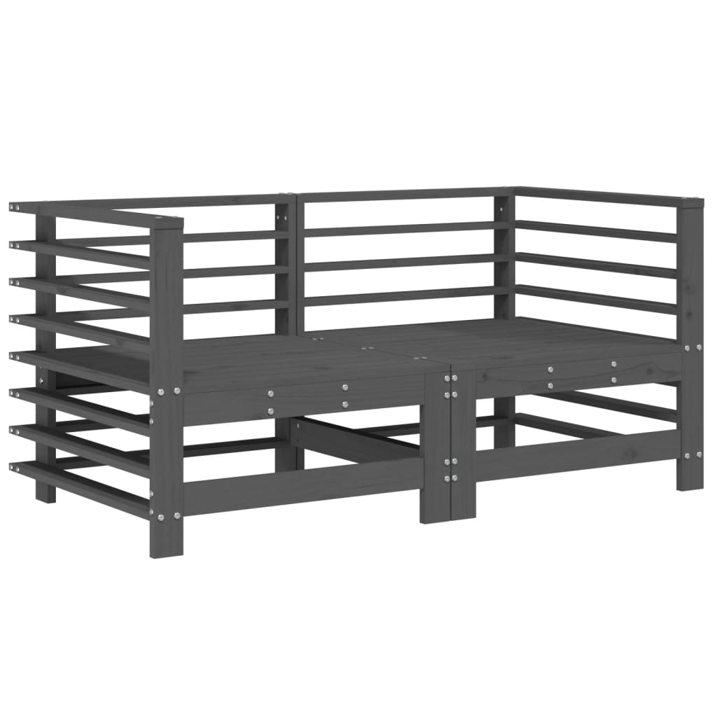 Corner Sofas With Cushions 2 Pcs Grey Solid Wood Pine