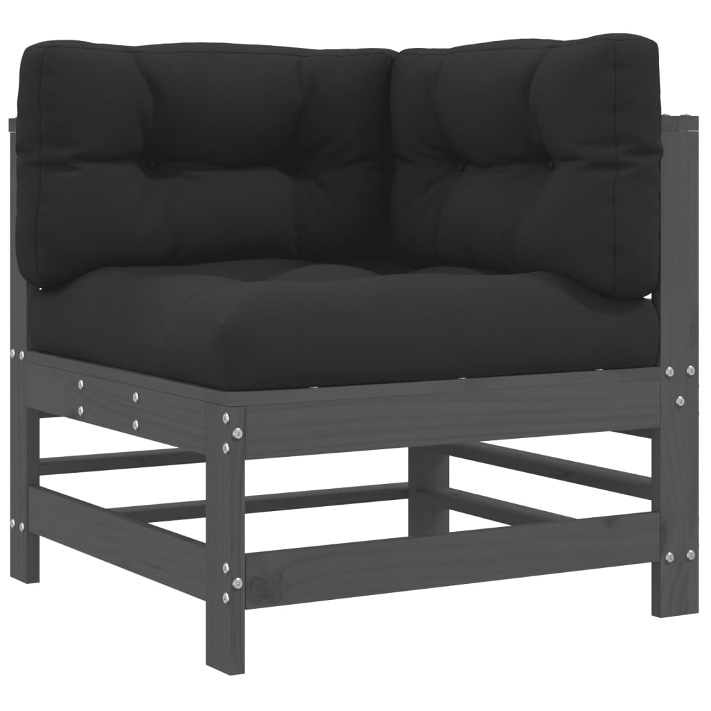 Corner Sofas With Cushions 2 Pcs Grey Solid Wood Pine