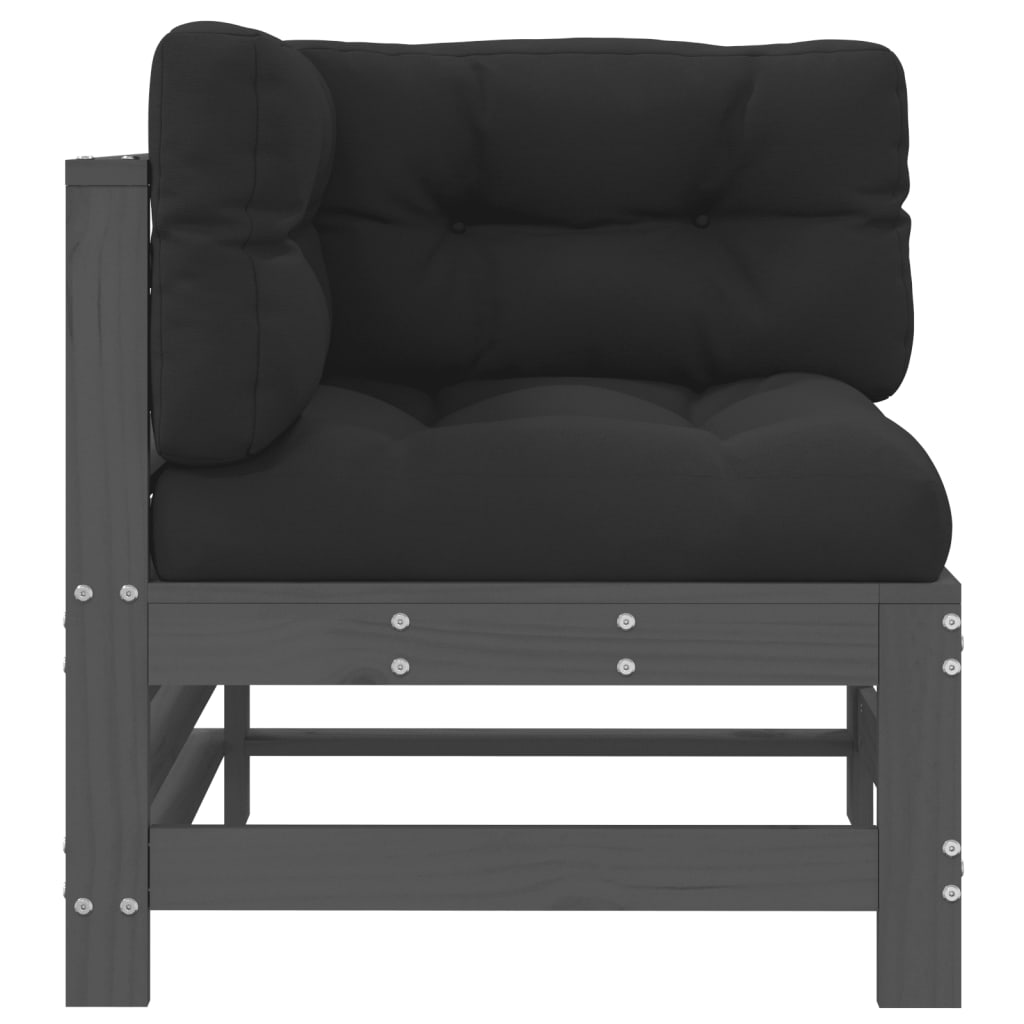 Corner Sofas With Cushions 2 Pcs Grey Solid Wood Pine